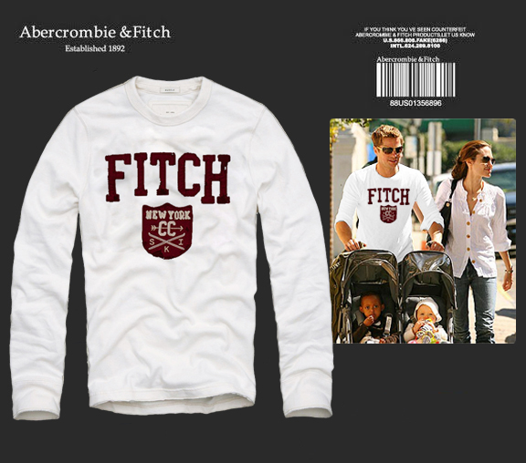 Abercrombie Fitch Hombres De Cuello Redondo Con Gente Fotos Largo Remera AF6117